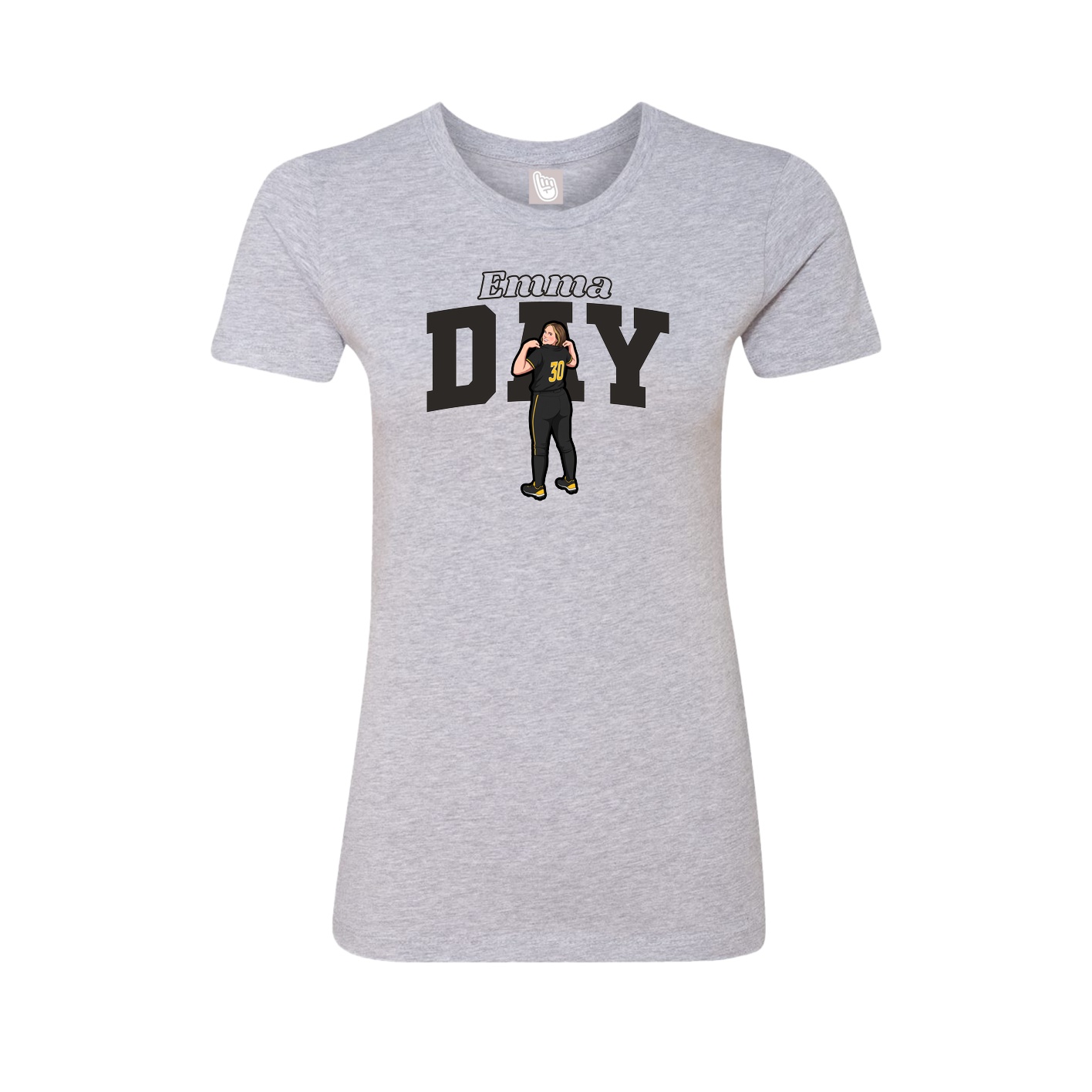 Fitted Women's Tee — Name Arch in Grey