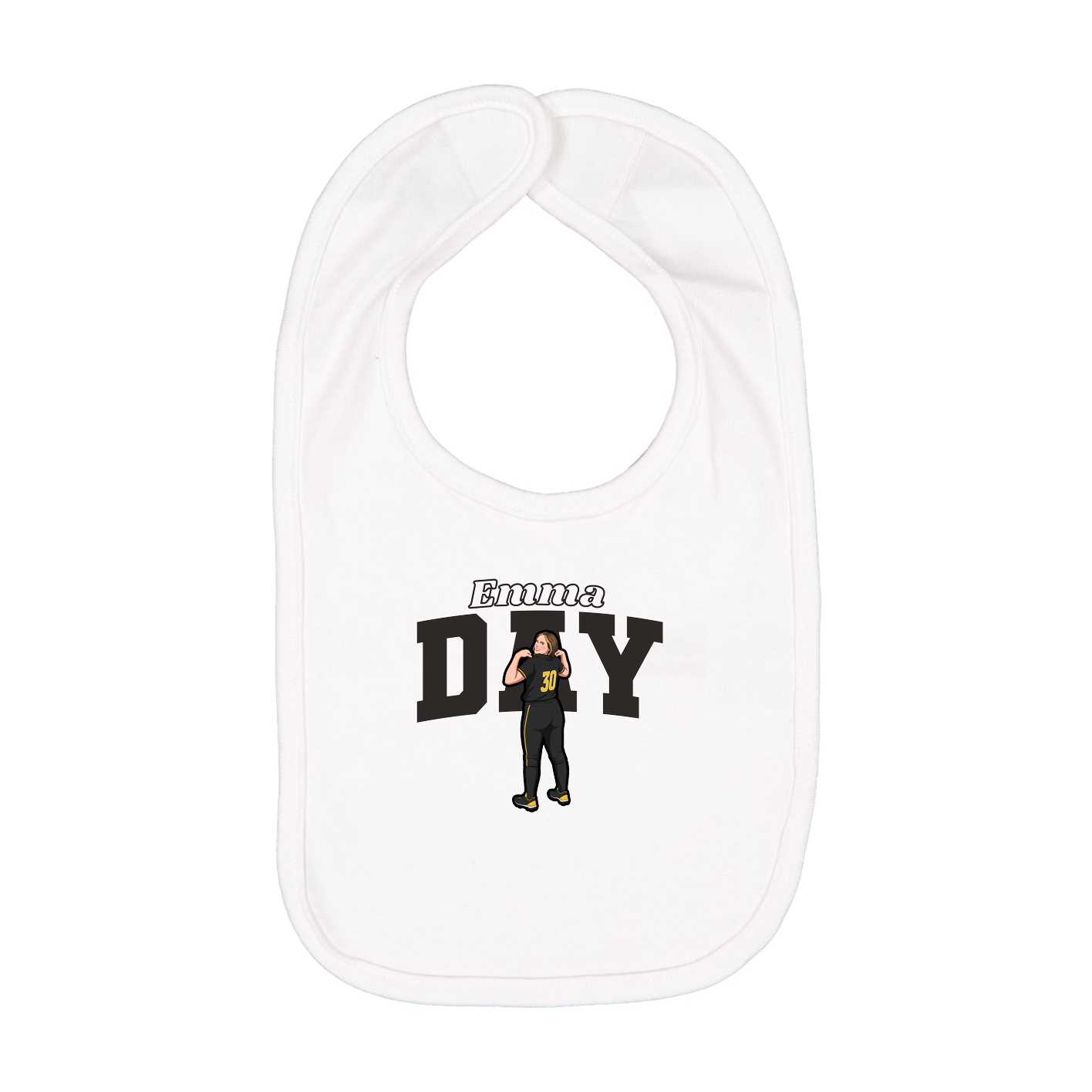 Infant Bib — Name Arch in White