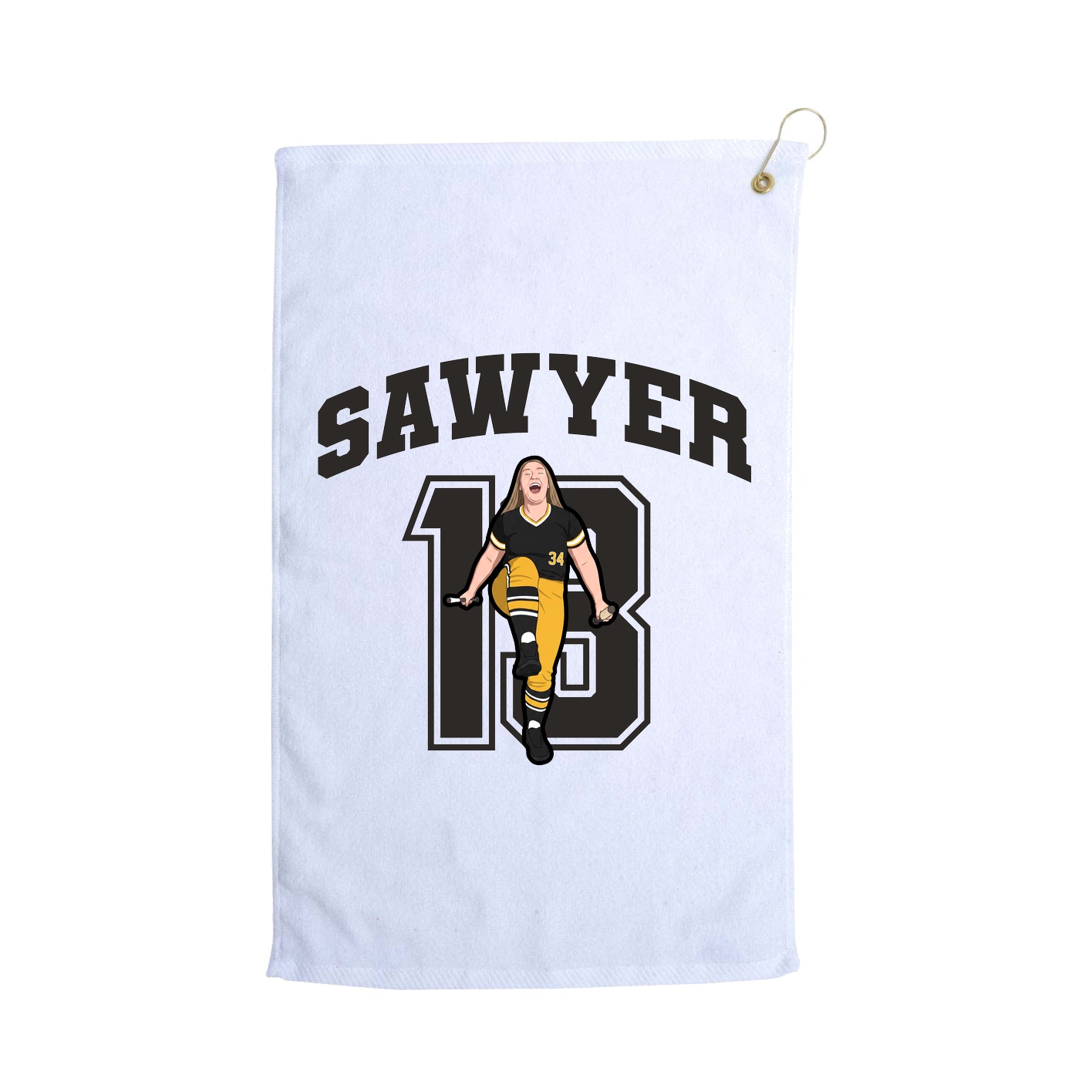 Golf Towel — Number in White