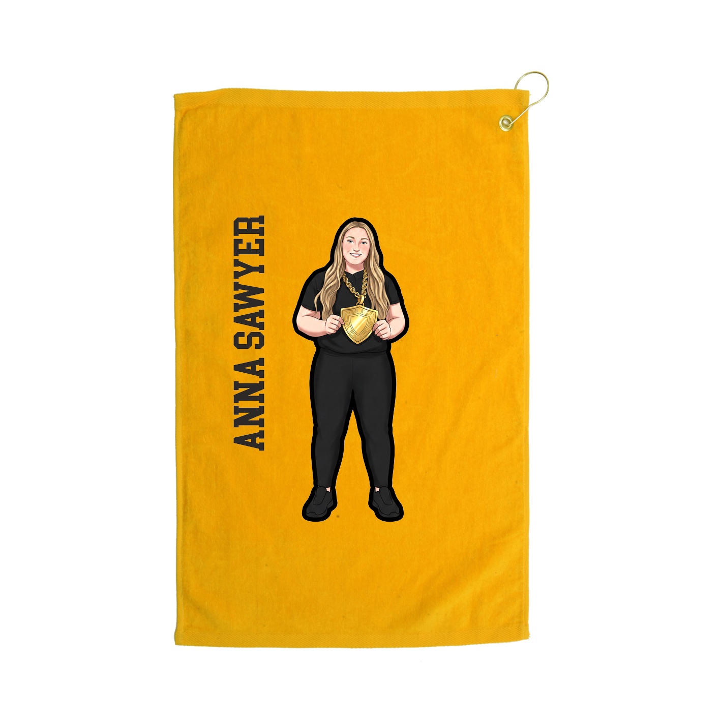 Golf Towel — Name Vertical in Gold