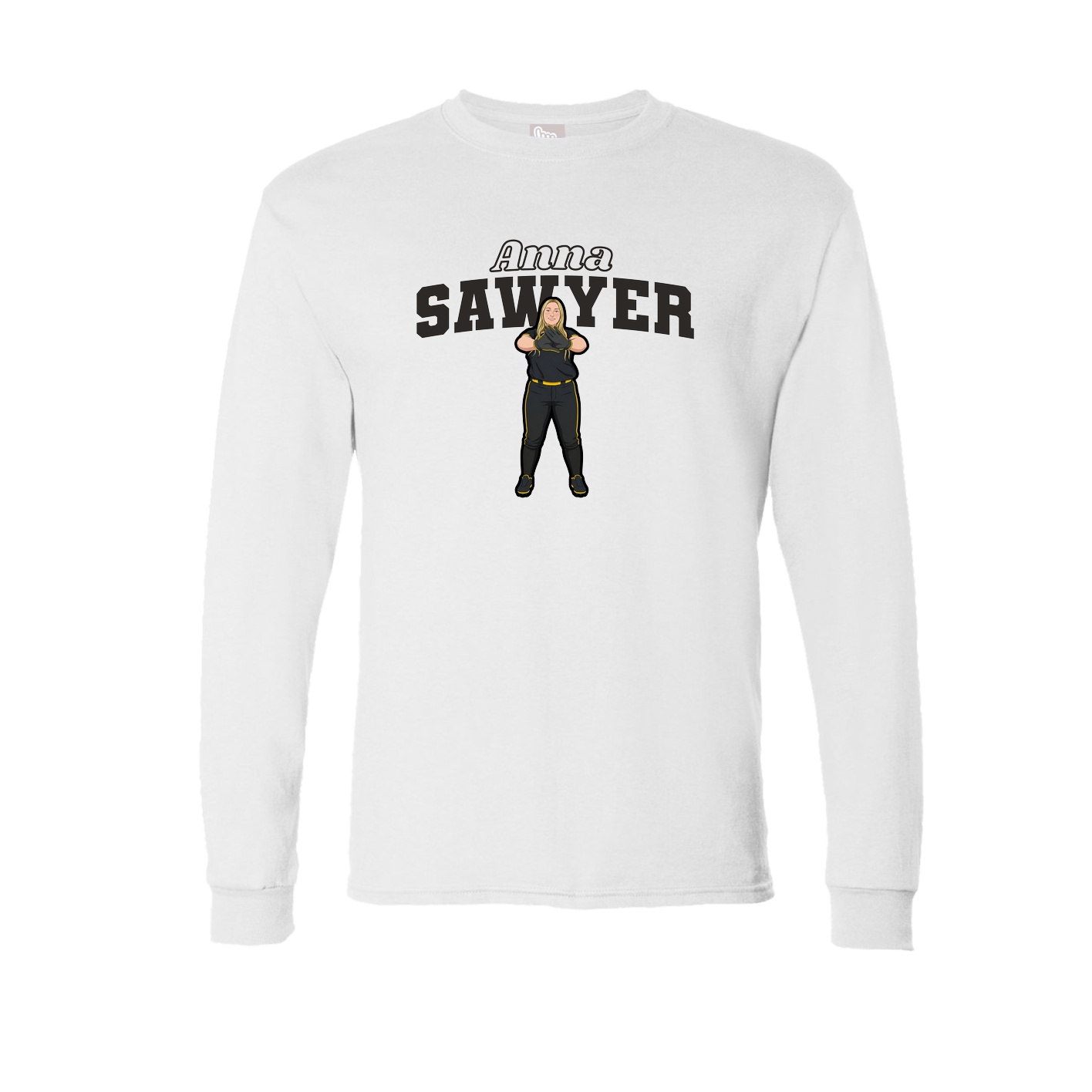 Long Sleeve Tee — Name Arch in White