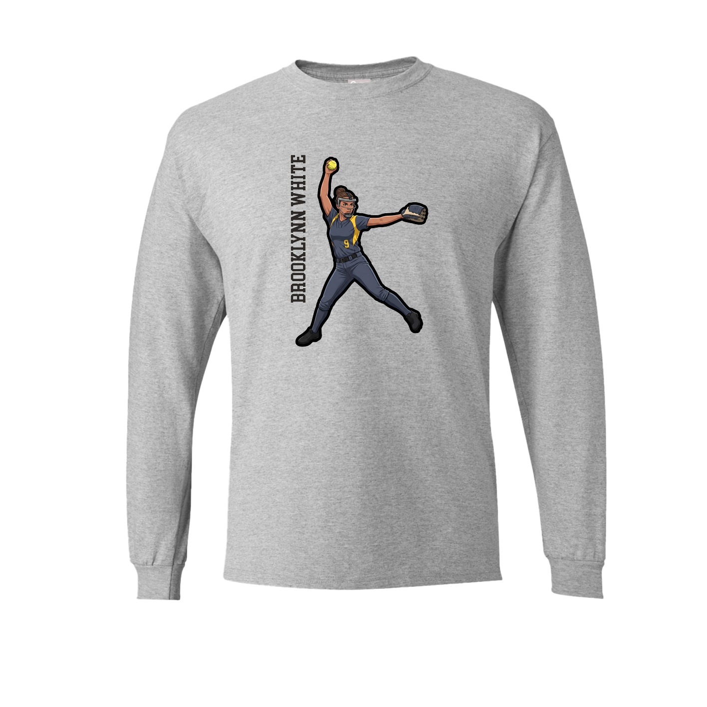 Long Sleeve Tee — Name Vertical in Grey