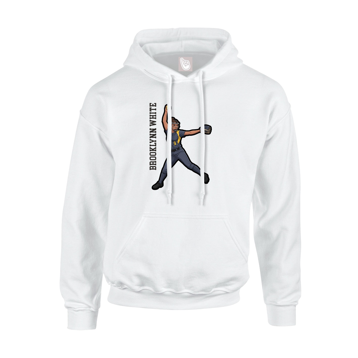 Youth Hoodie — Name Vertical in White