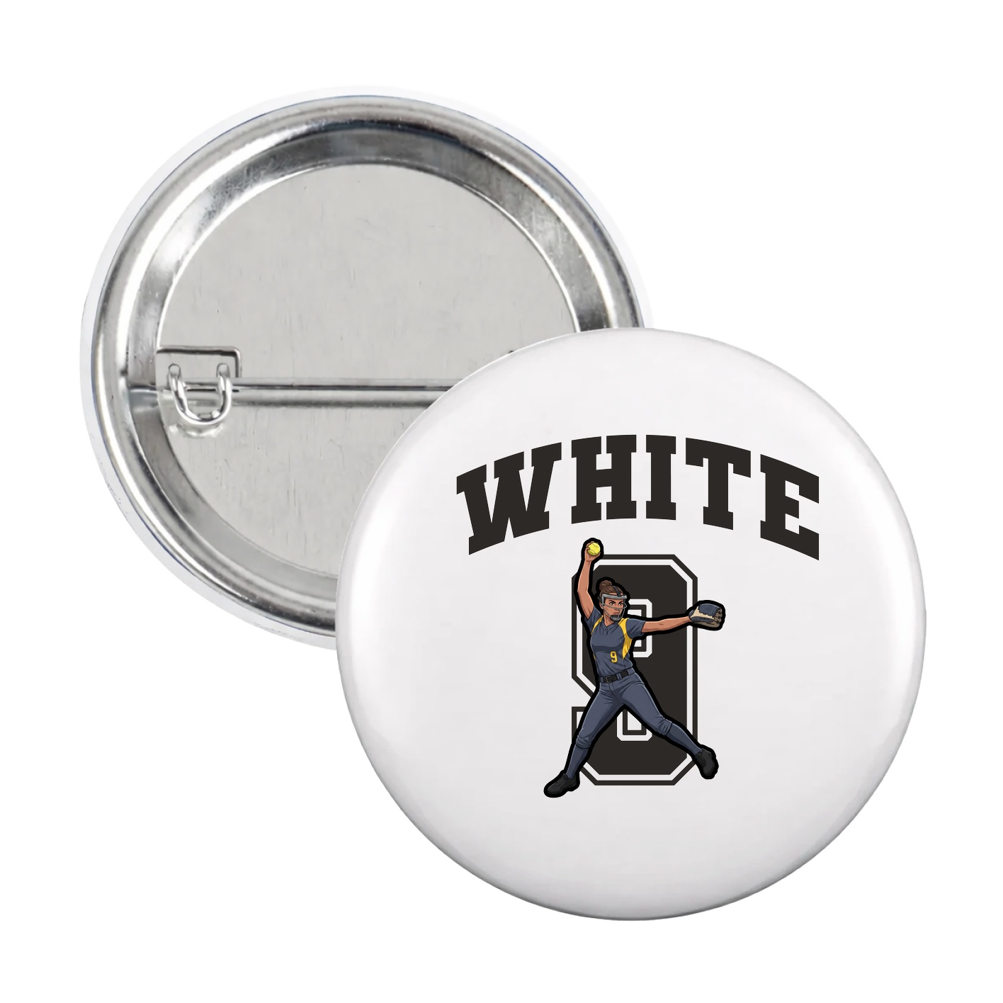 Game Day Button — Number in White