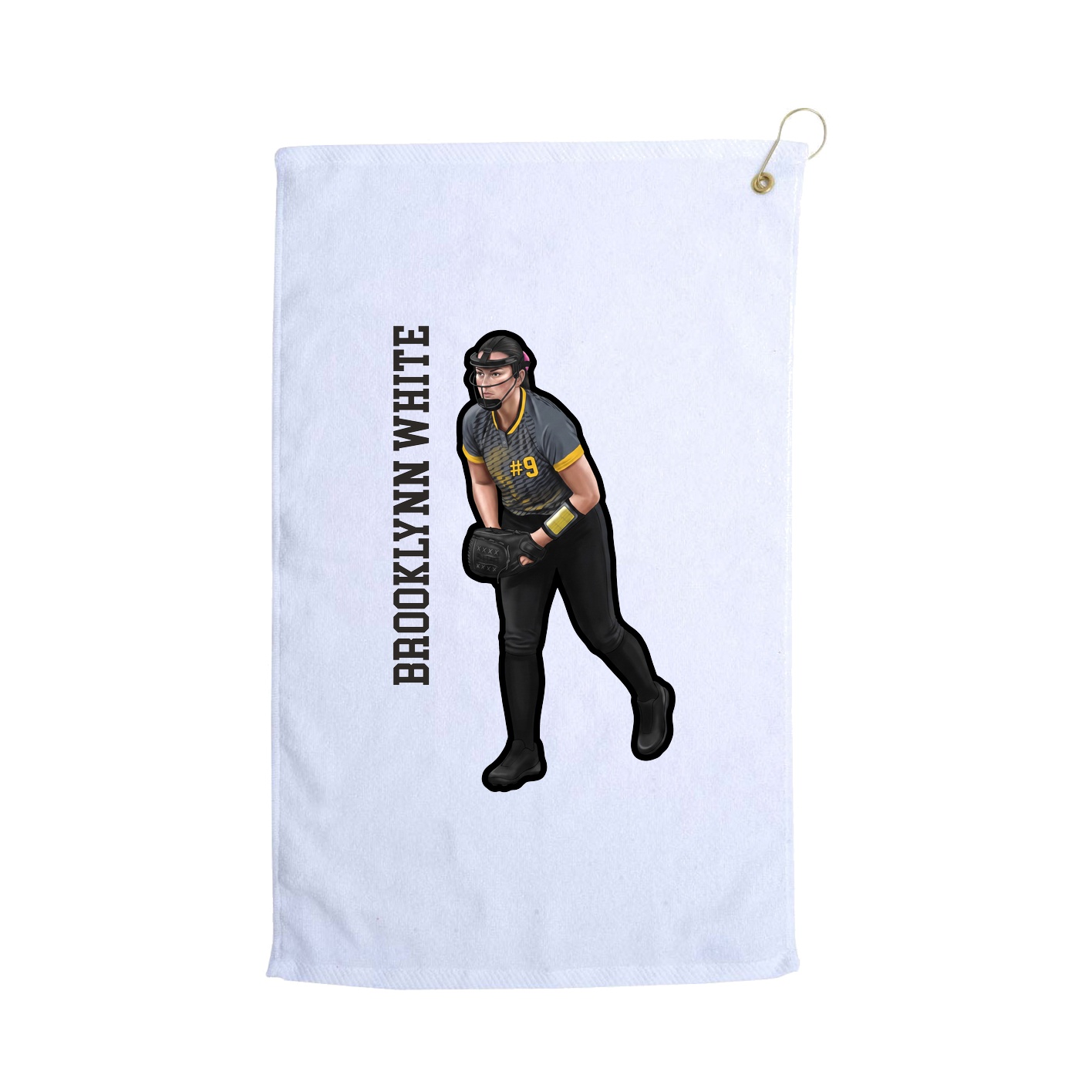 Golf Towel — Name Vertical in White