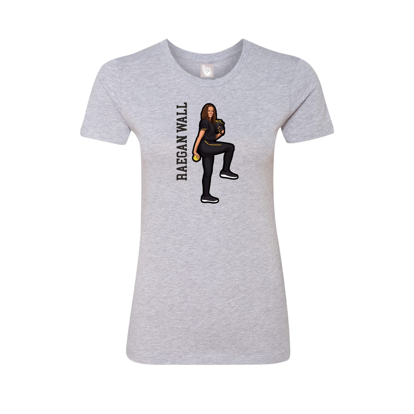 Fitted Women's Tee — Name Vertical in Grey