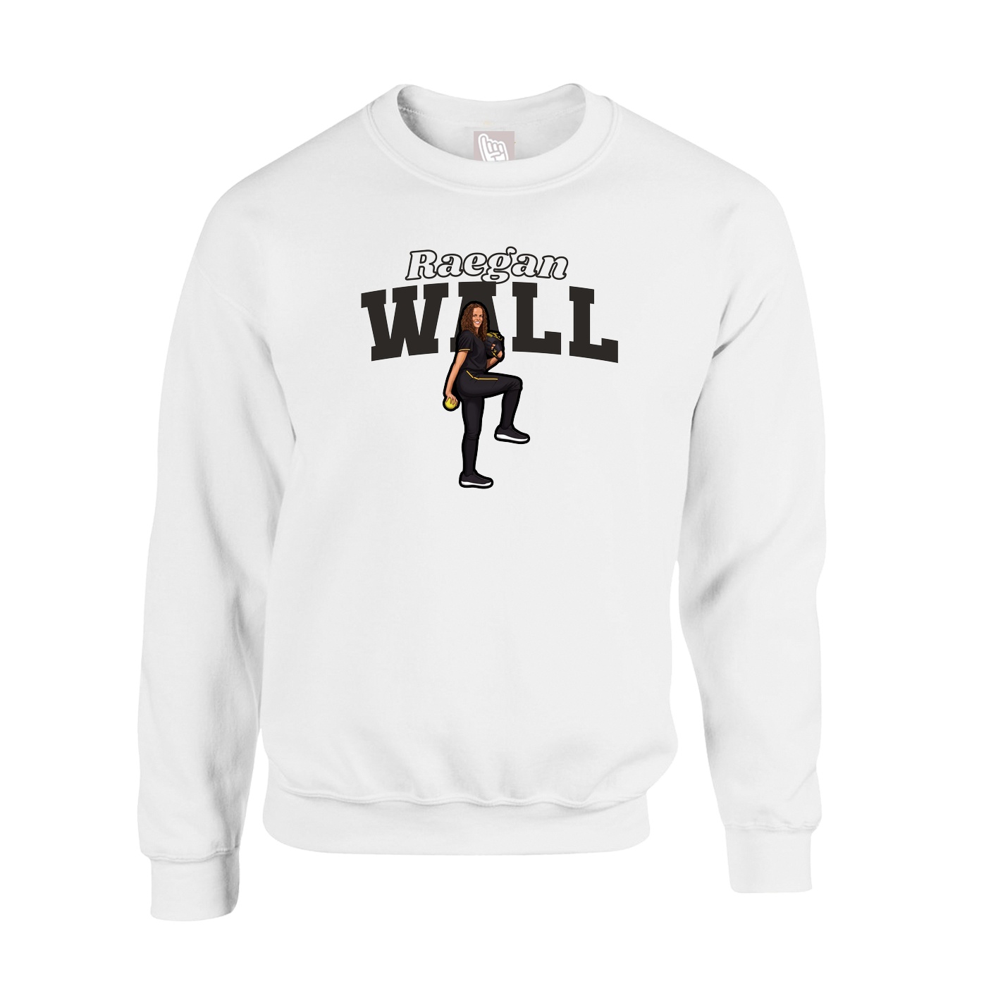 Fleece Crew — Name Arch in White