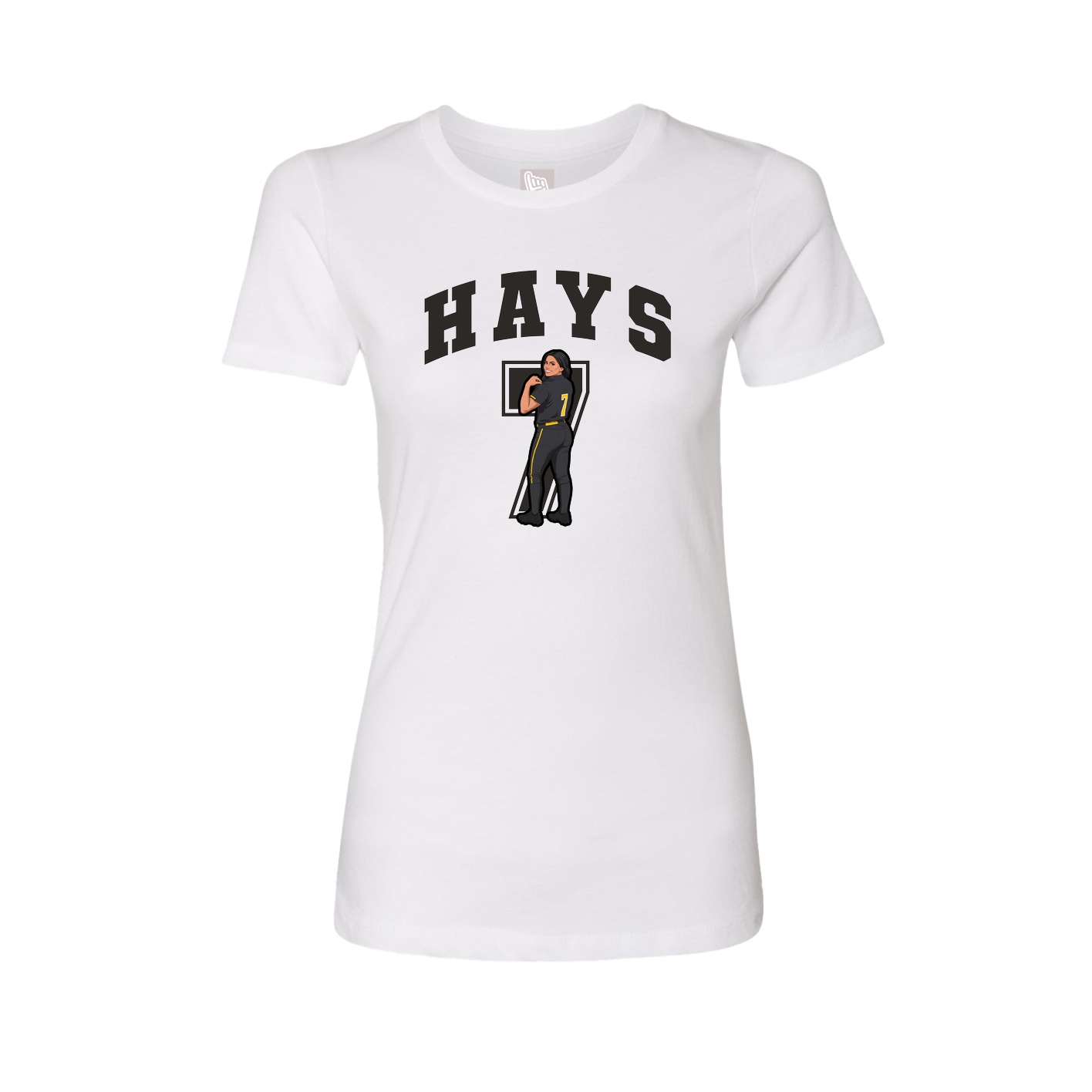 Fitted Women's Tee — Number in White
