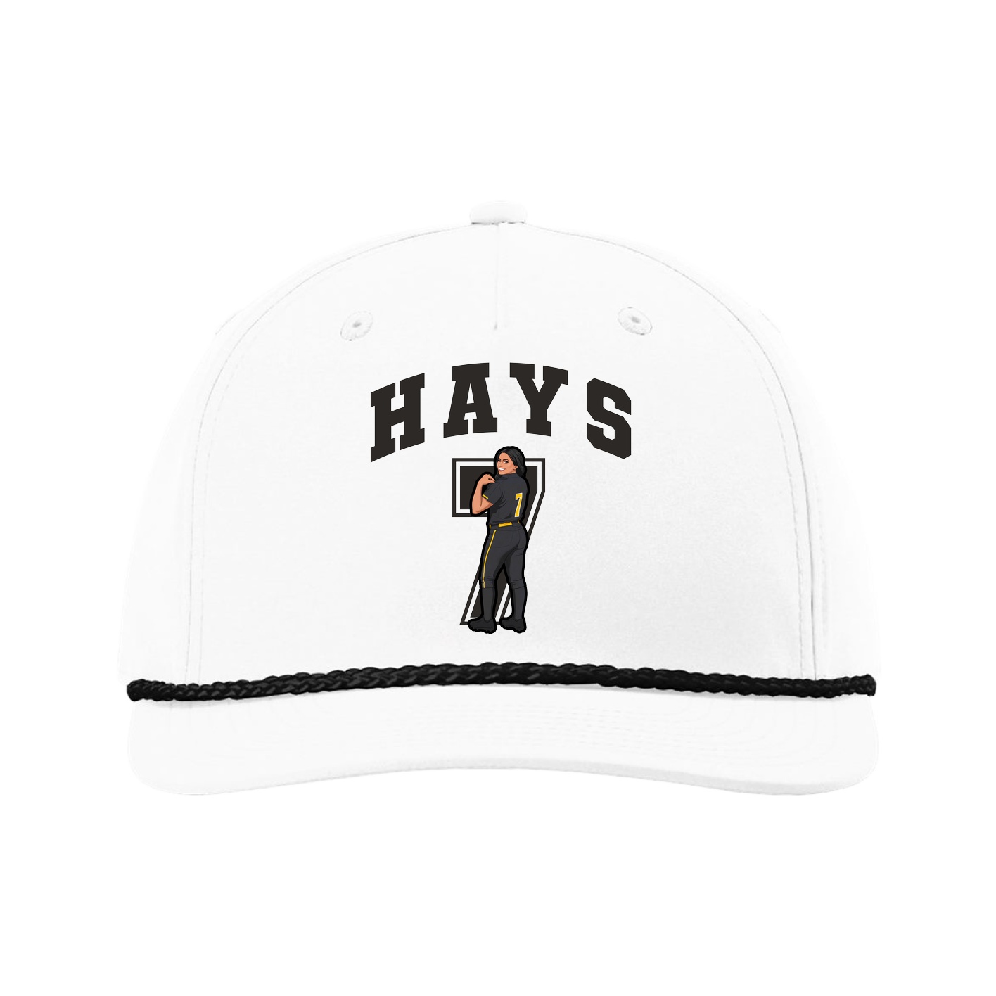 Five-Panel Classic Rope Cap — Number in White