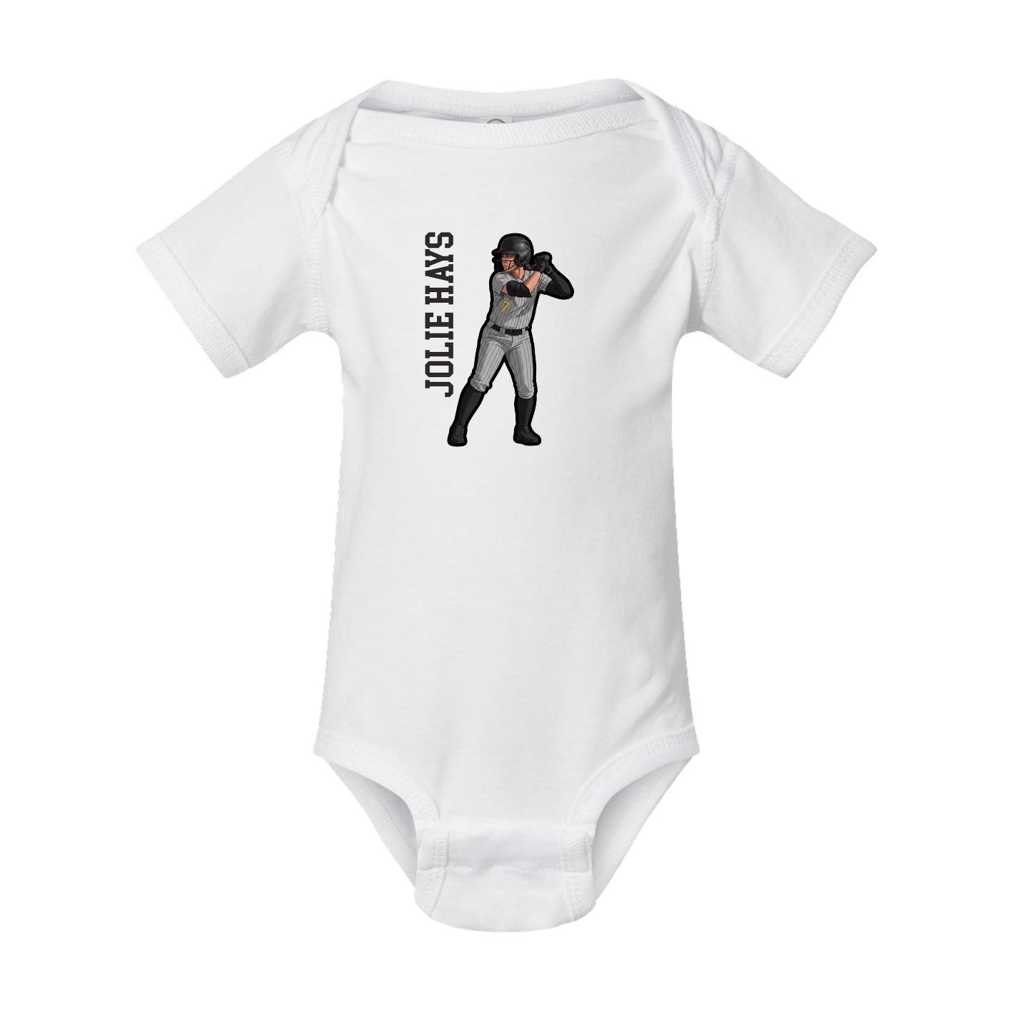 Baby Onesie — Name Vertical in White