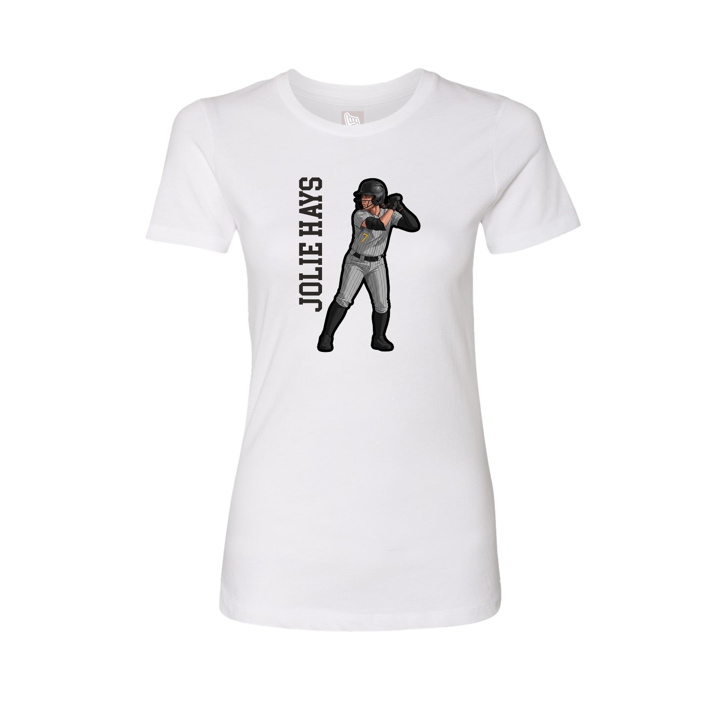 Fitted Women's Tee — Name Vertical in White
