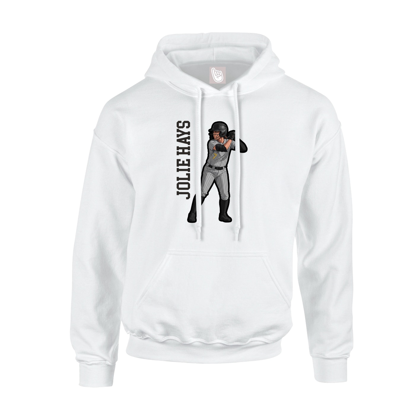Youth Hoodie — Name Vertical in White