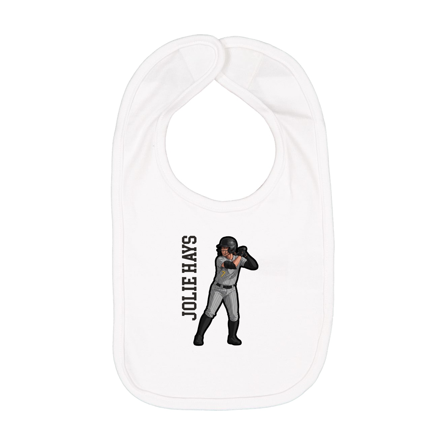 Infant Bib — Name Vertical in White