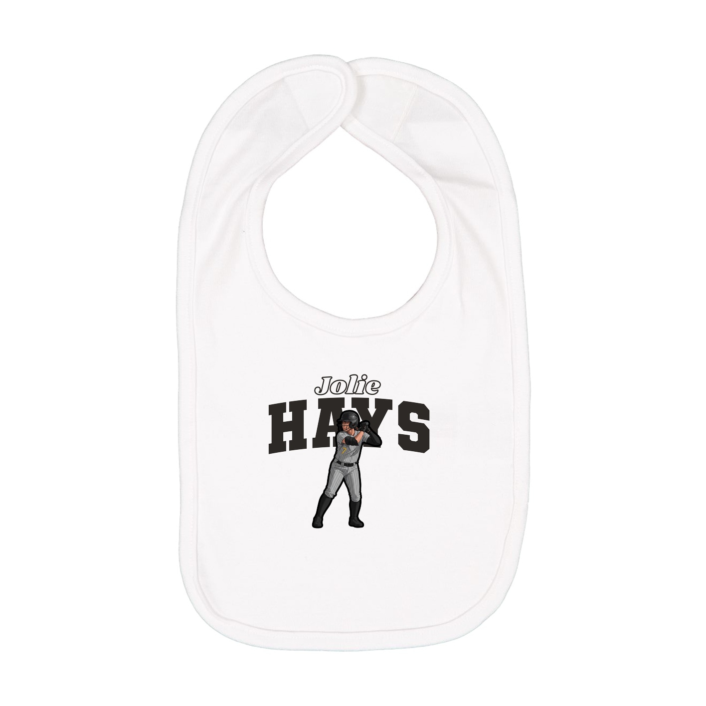 Infant Bib — Name Arch in White