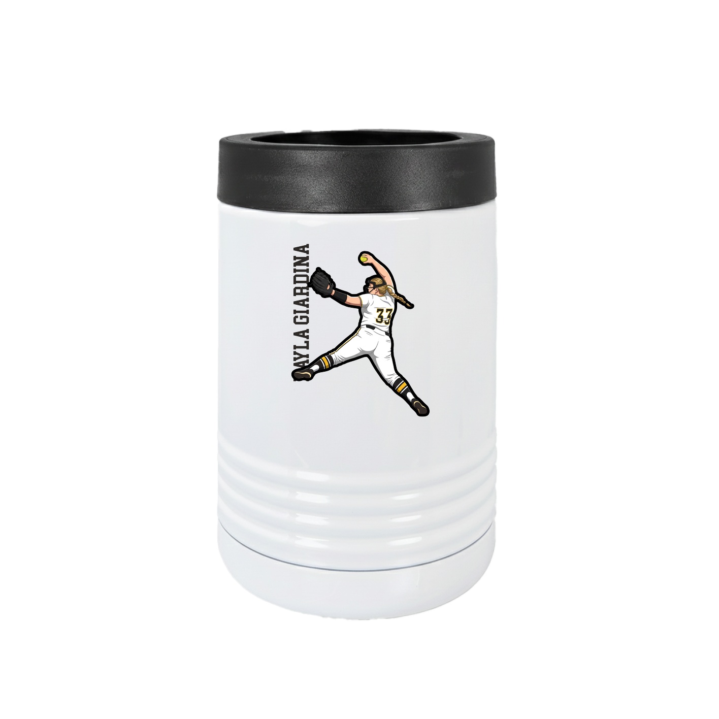 Beverage Holder — Name Vertical in White