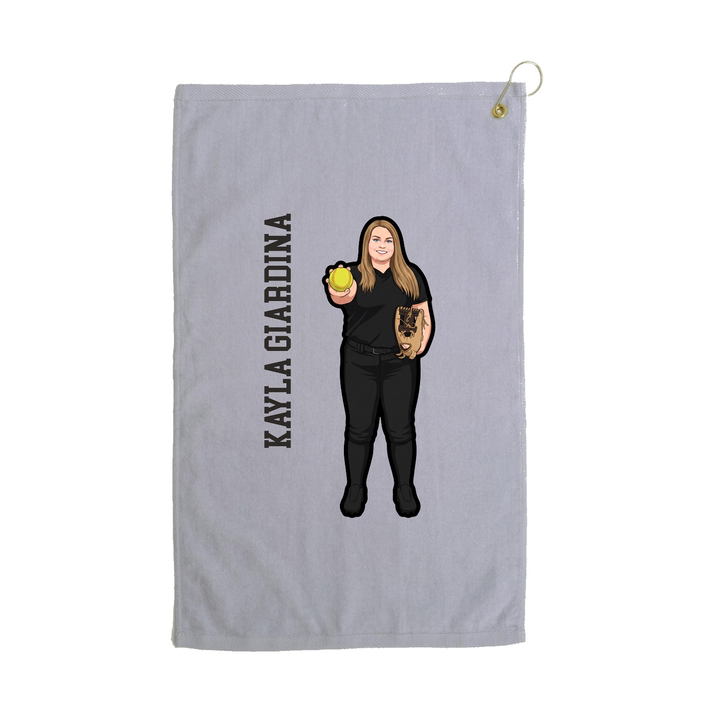 Golf Towel — Name Vertical in Grey