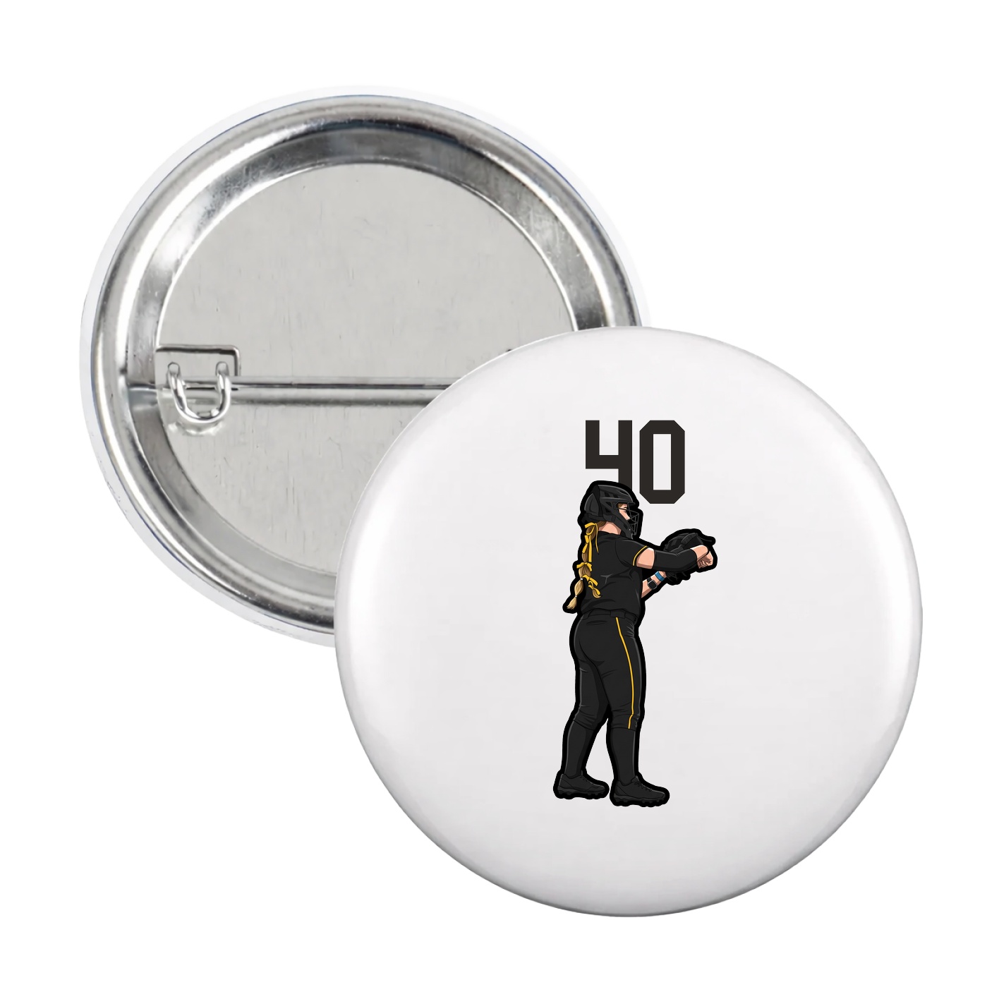 Game Day Button — Number Top in White