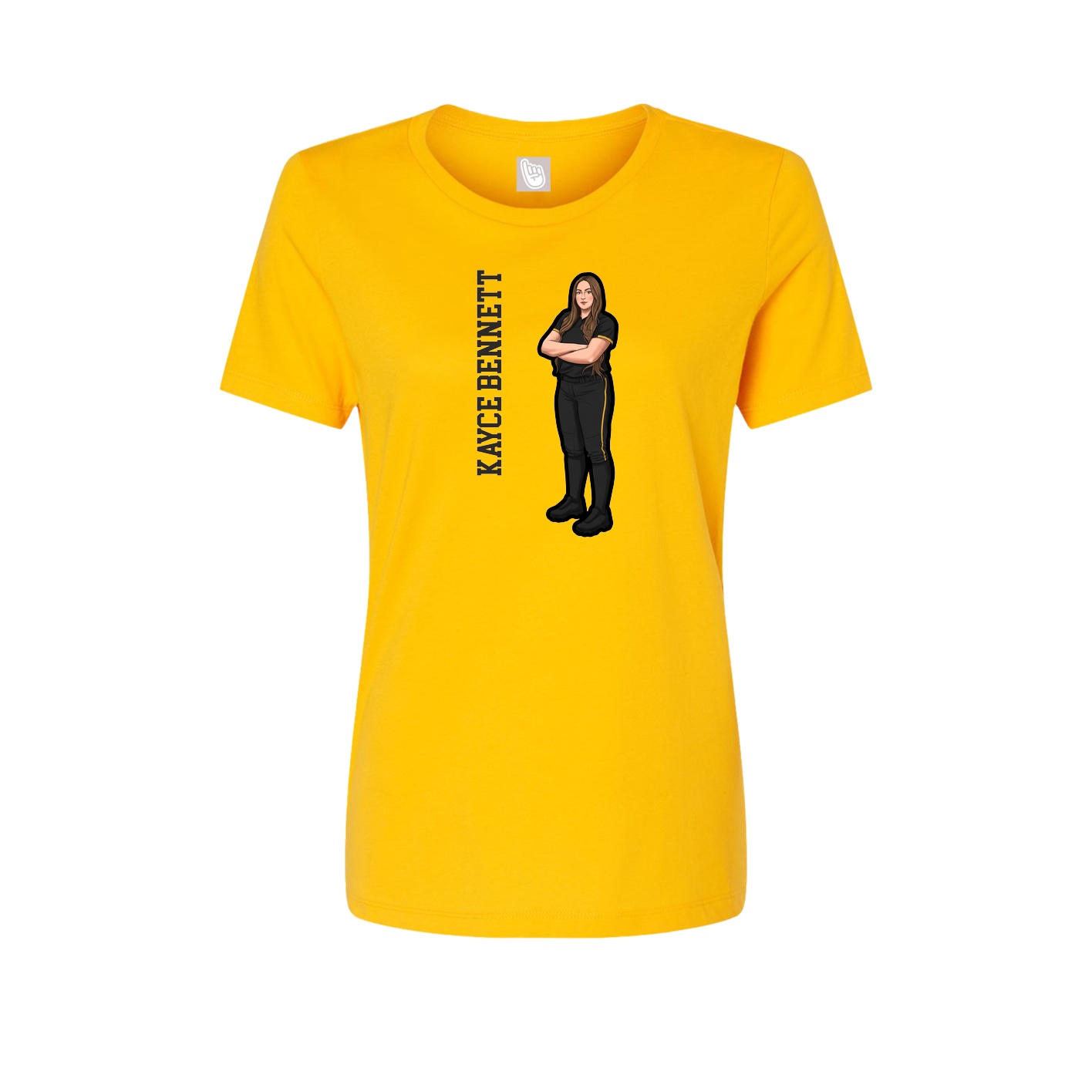 Womens Tee — Name Vertical in Gold