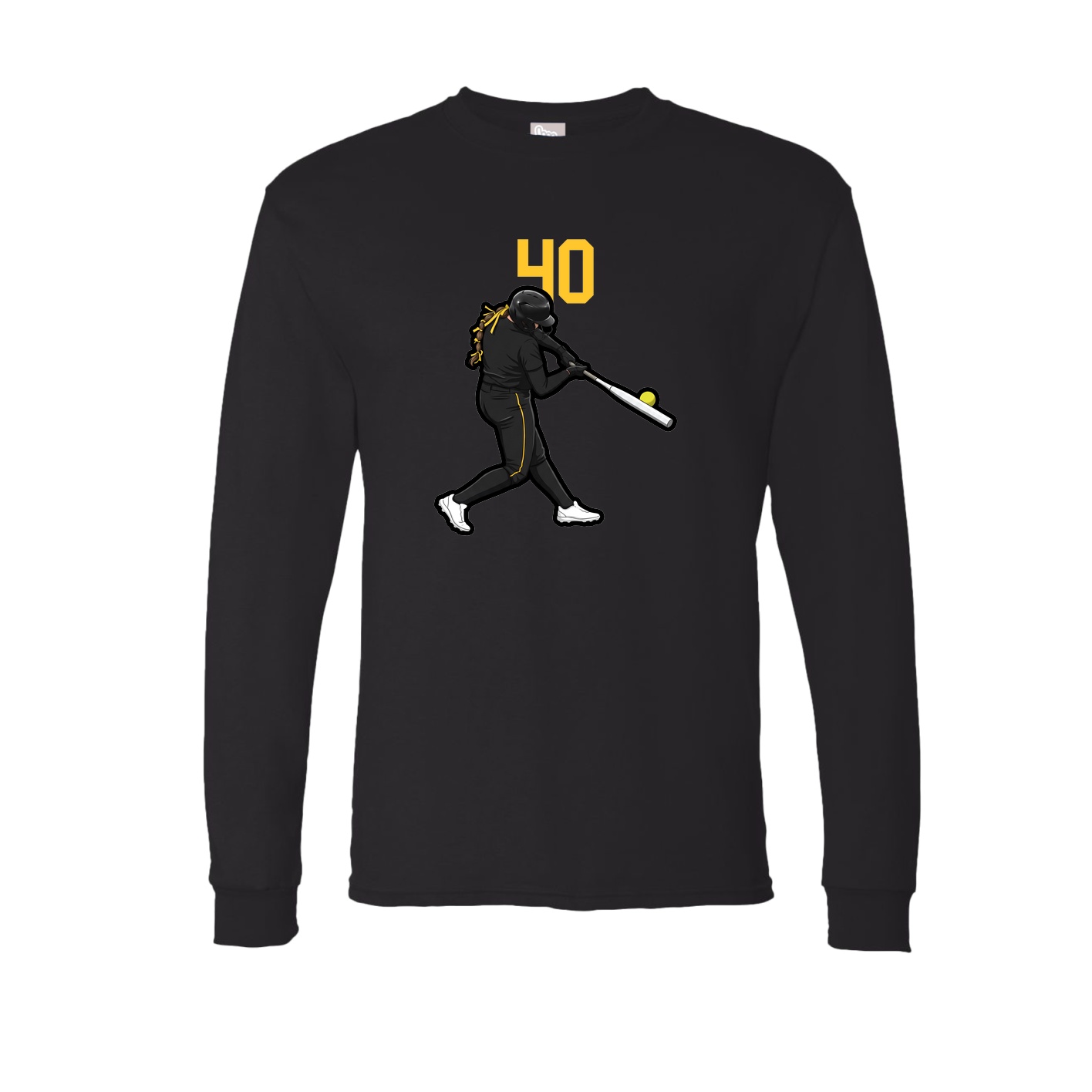 Long Sleeve Tee — Number Top in Black