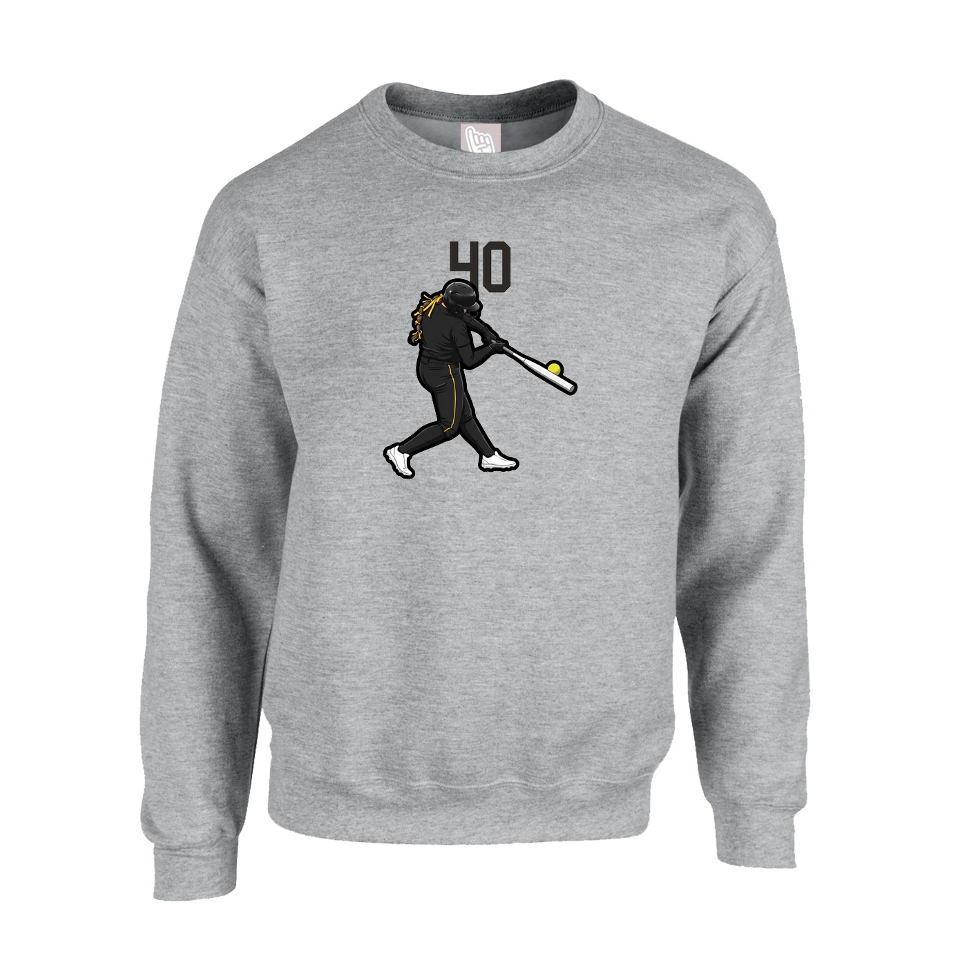 Fleece Crew — Number Top in Grey