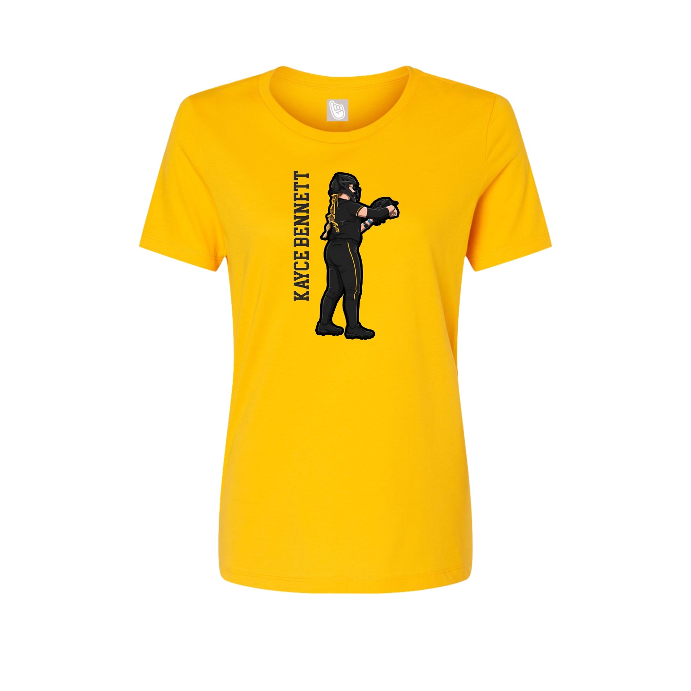 Womens Tee — Name Vertical in Gold