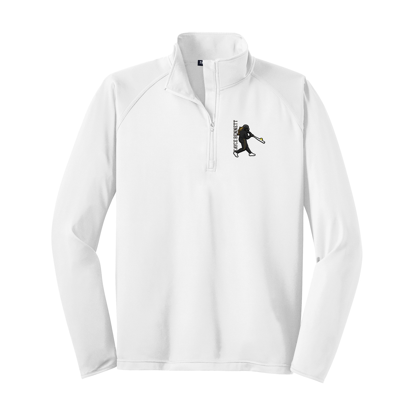 Q-Zip Pullover — Name Vertical in White