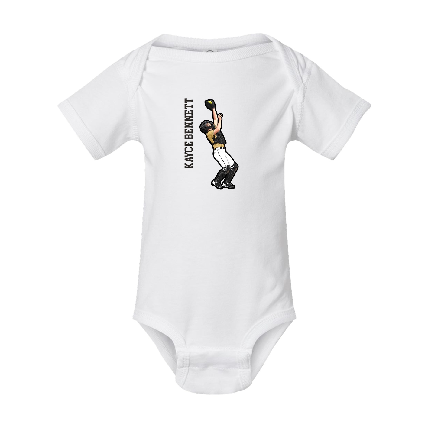 Baby Onesie — Name Vertical in White