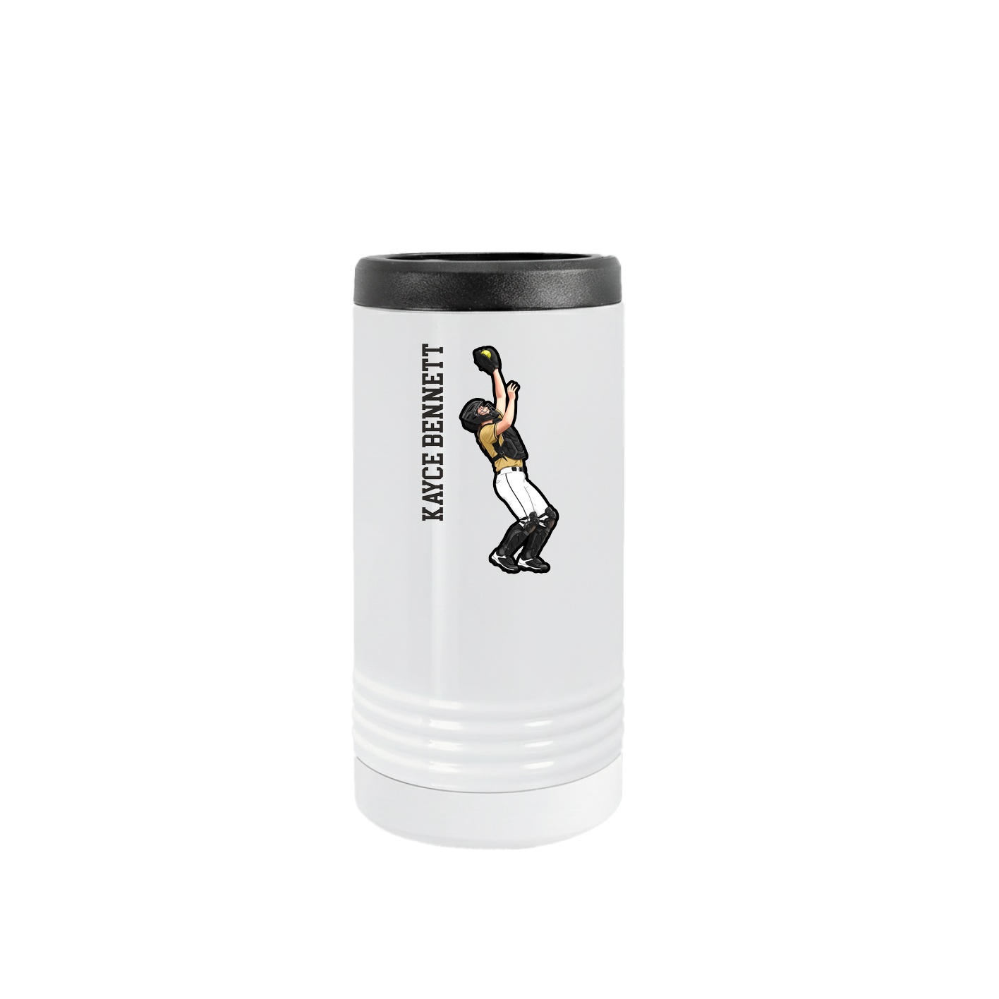 Slim Beverage Holder — Name Vertical in White