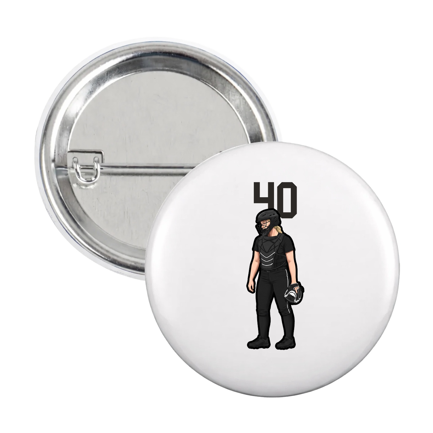 Game Day Button — Number Top in White