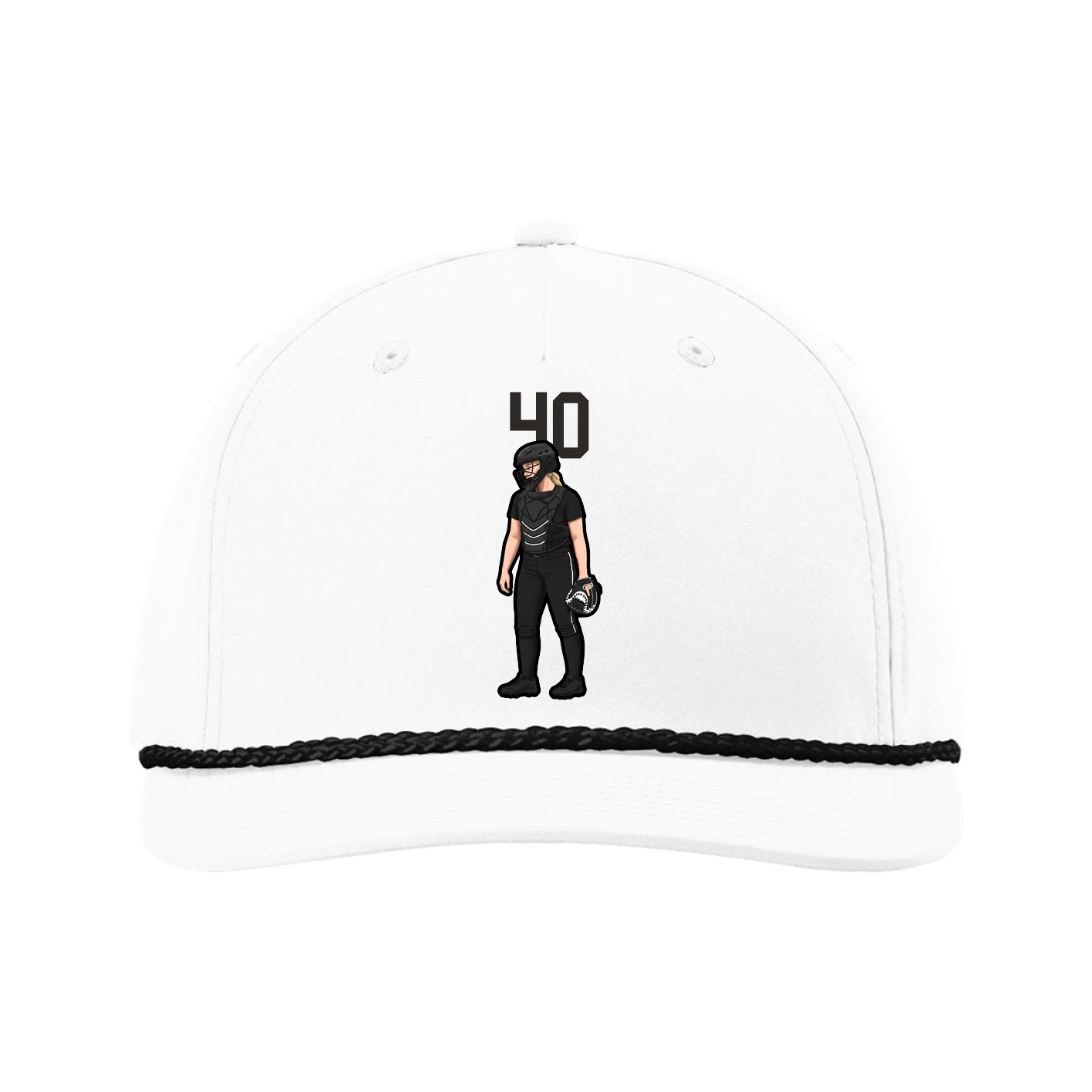 Five-Panel Classic Rope Cap — Number Top in White