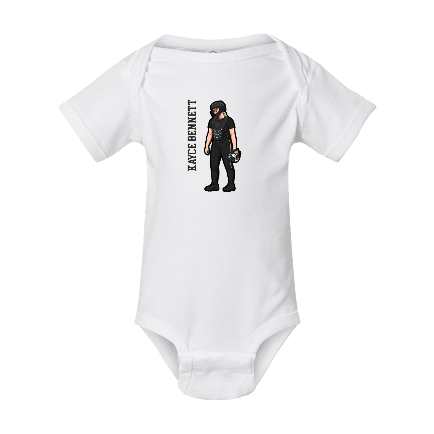Baby Onesie — Name Vertical in White