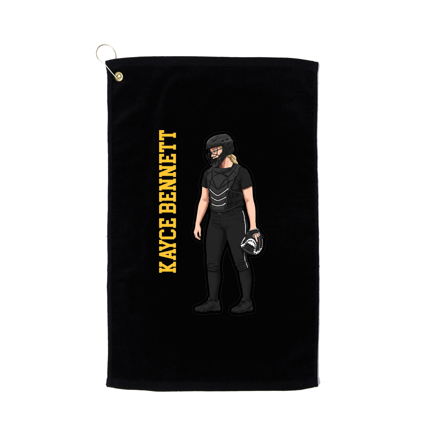 Golf Towel — Name Vertical in Black