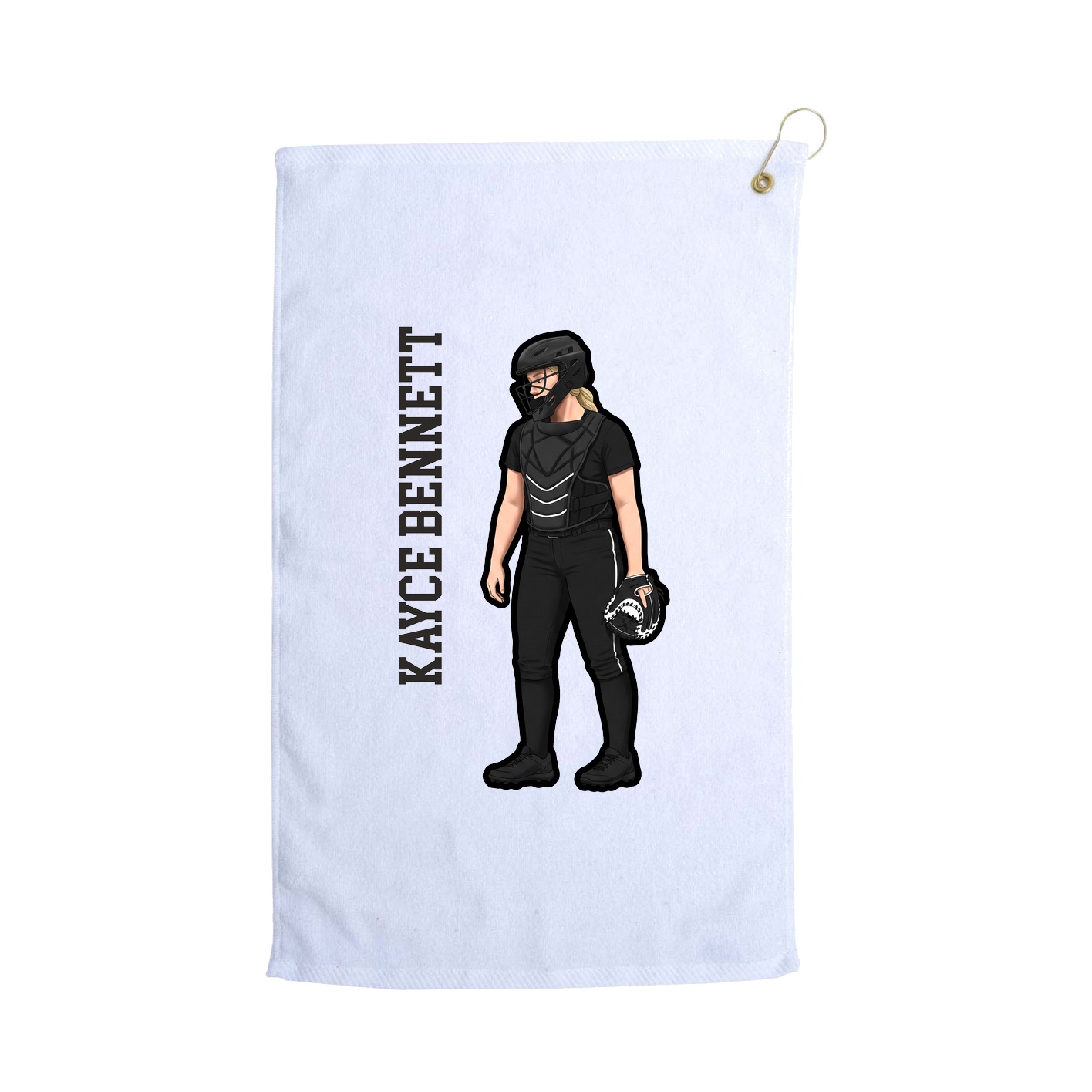Golf Towel — Name Vertical in White