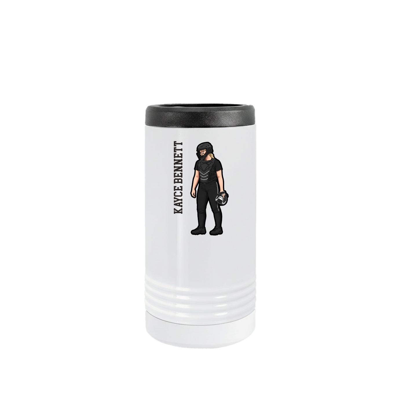 Slim Beverage Holder — Name Vertical in White