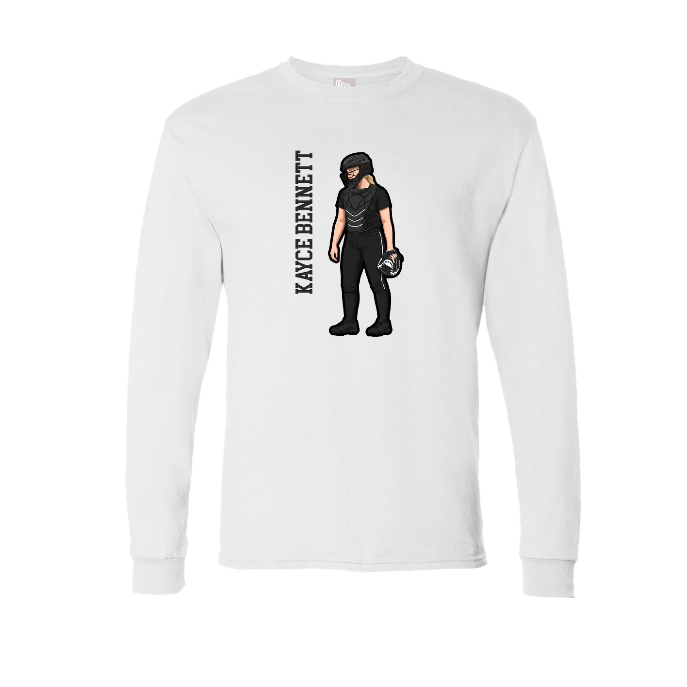 Long Sleeve Tee — Name Vertical in White