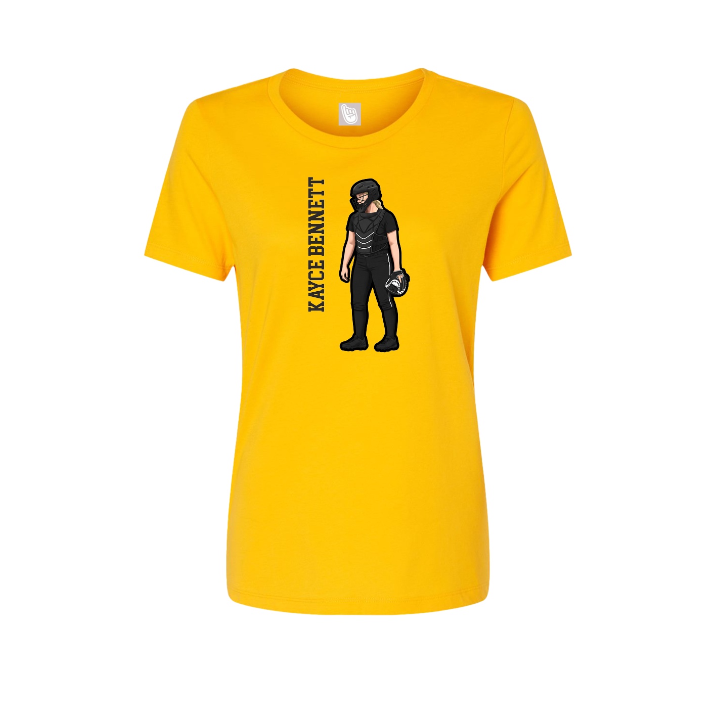 Womens Tee — Name Vertical in Gold