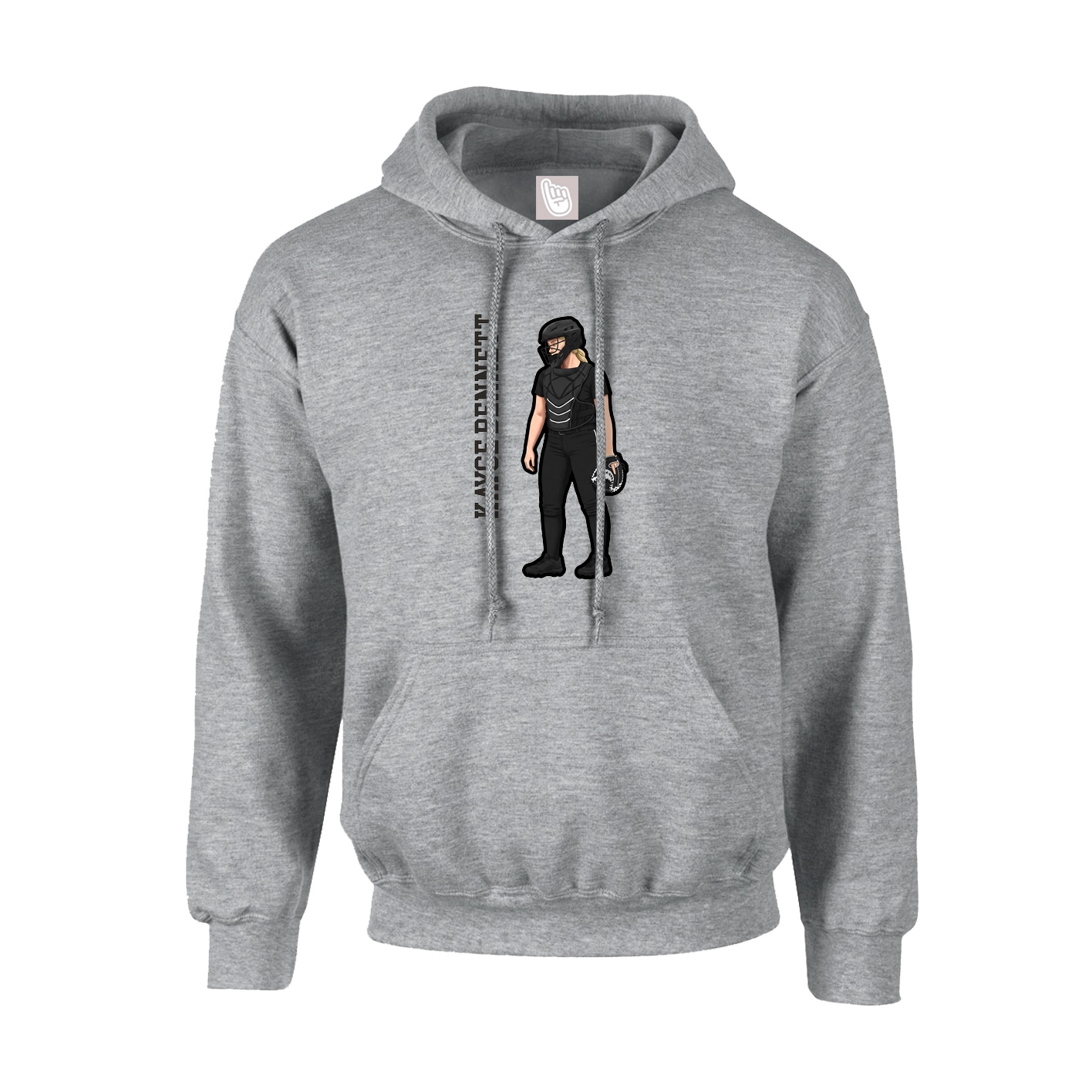 Youth Hoodie — Name Vertical in Grey