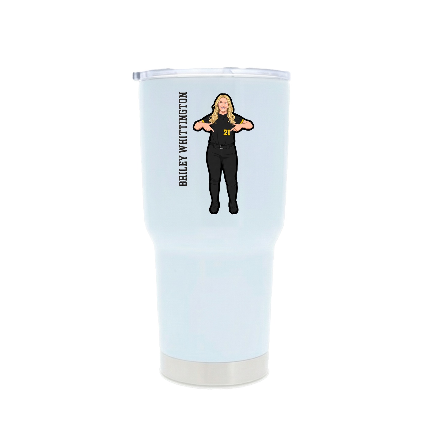 30oz Stainless Steel Tumbler — Name Vertical in White
