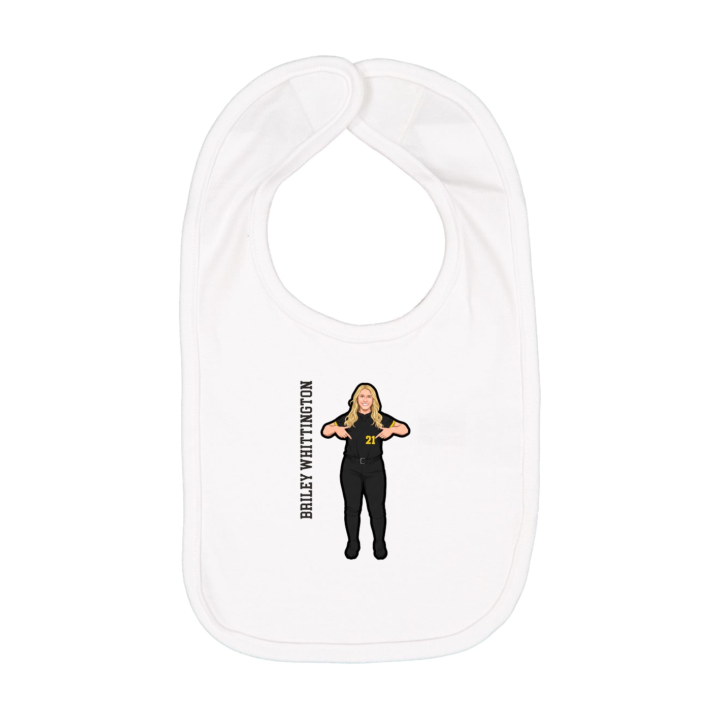 Infant Bib — Name Vertical in White