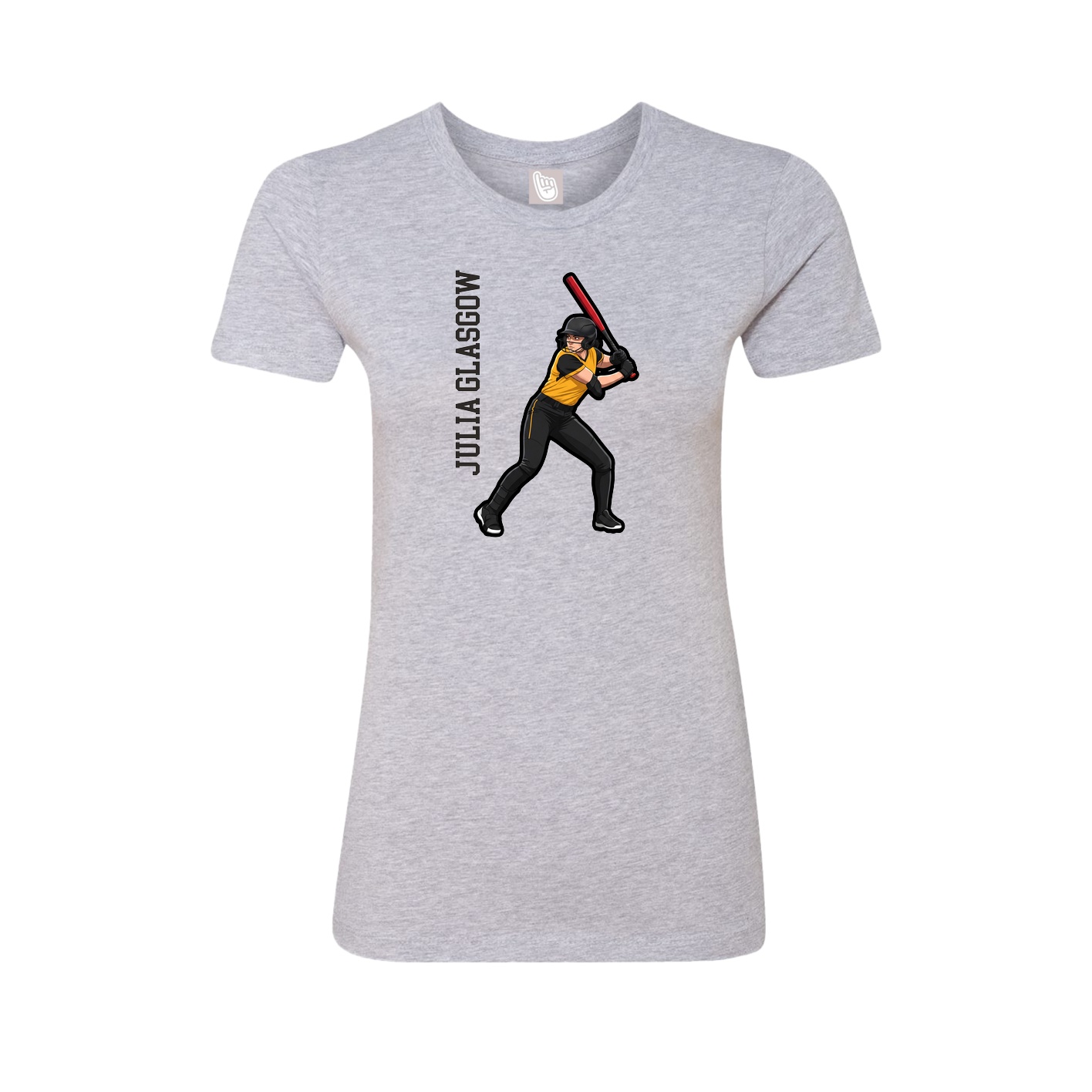 Fitted Women's Tee — Name Vertical in Grey