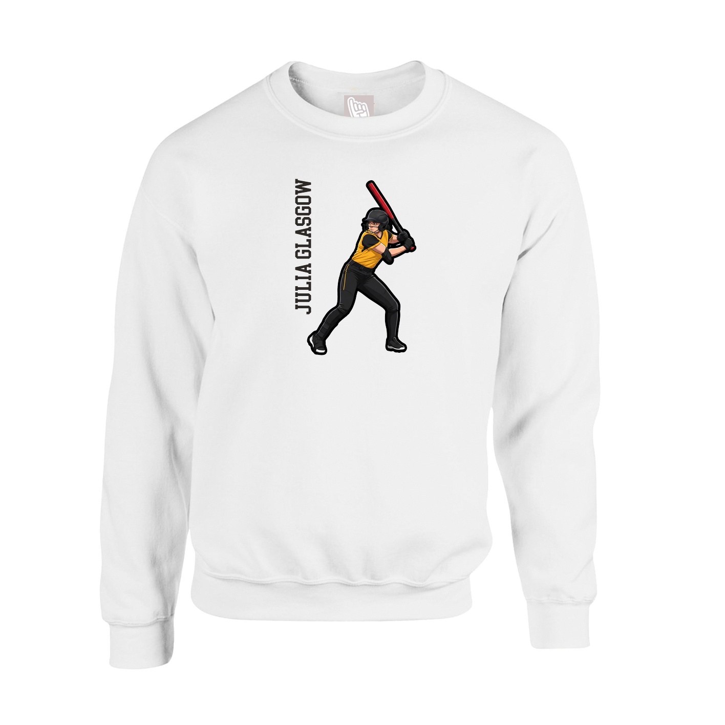 Fleece Crew — Name Vertical in White