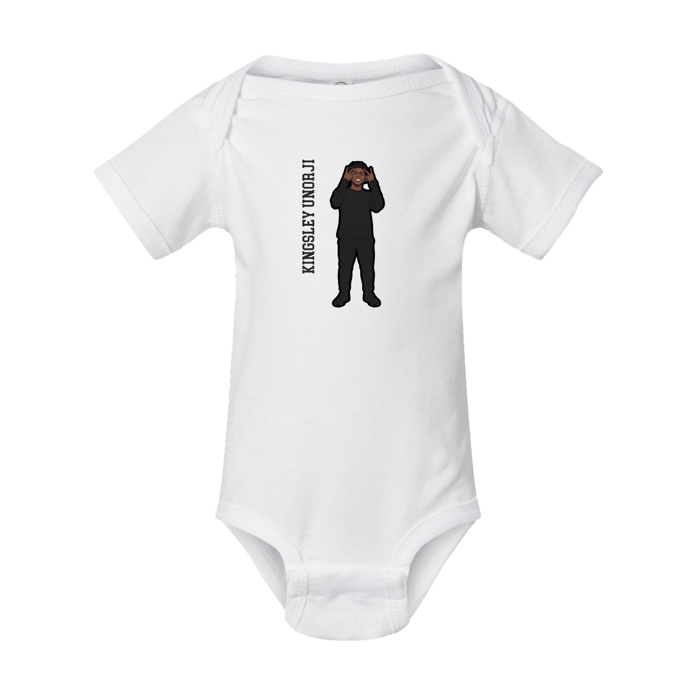 Baby Onesie — Name Vertical in White