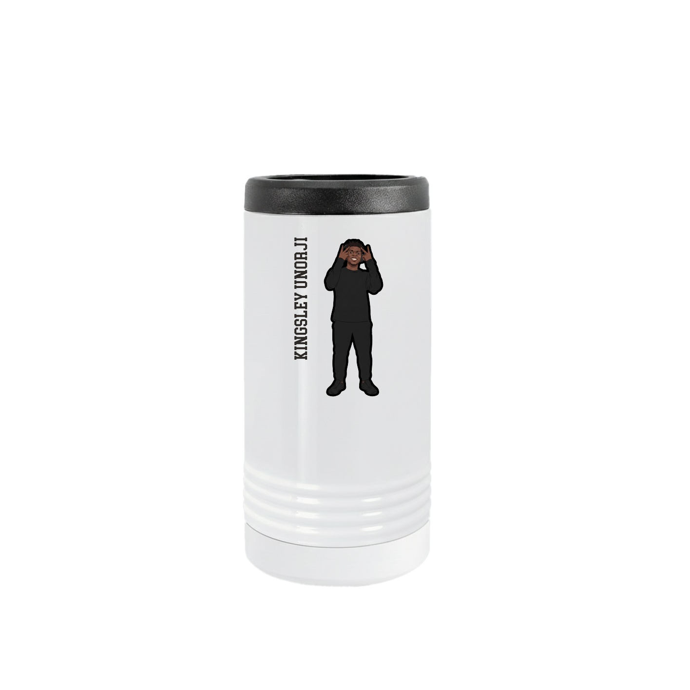 Slim Beverage Holder — Name Vertical in White