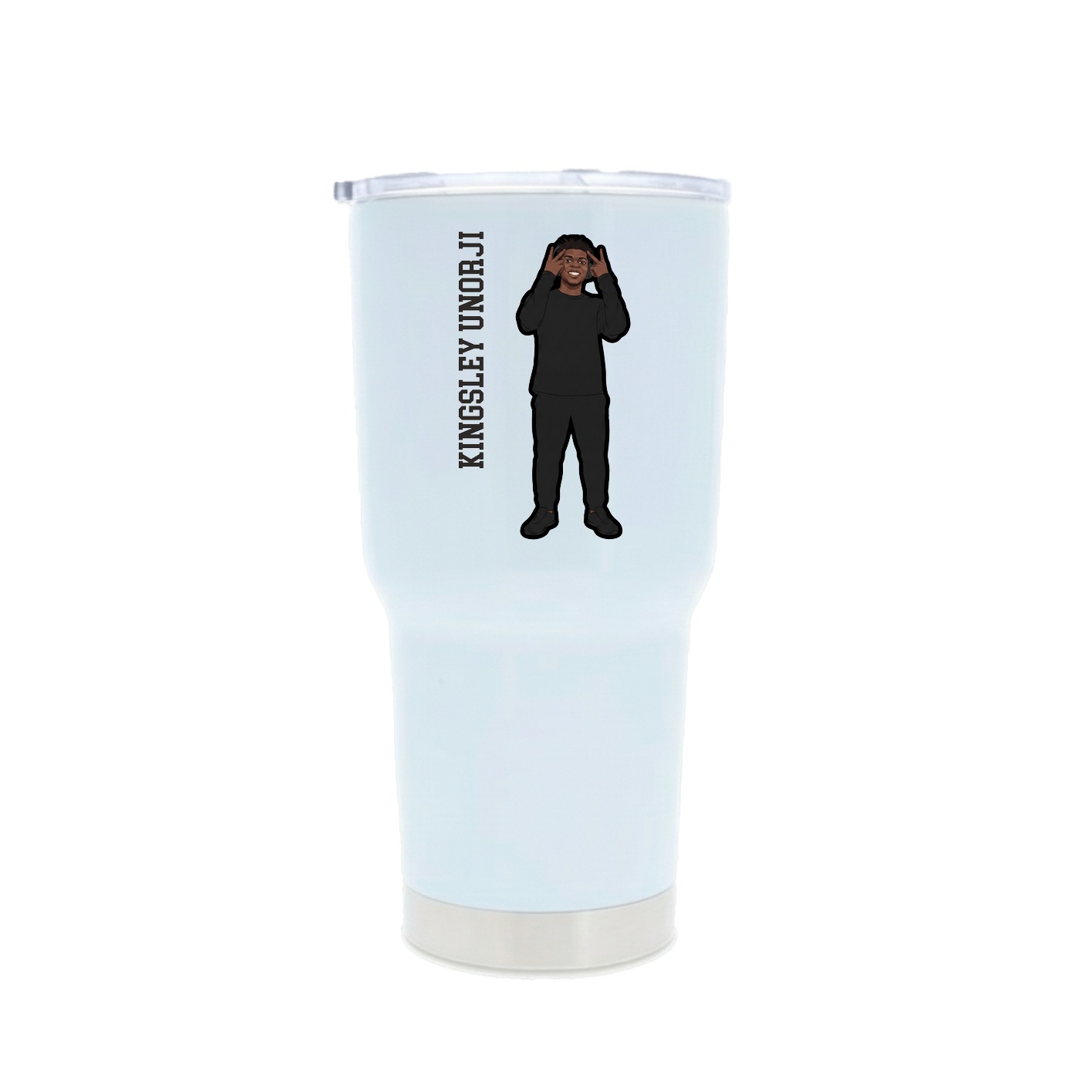 30oz Stainless Steel Tumbler — Name Vertical in White