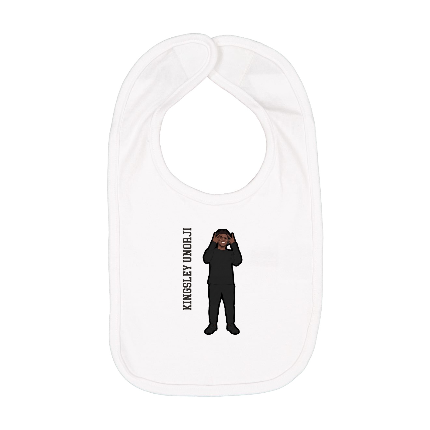 Infant Bib — Name Vertical in White