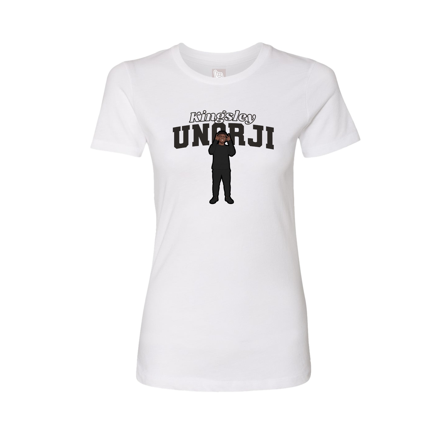 Fitted Women's Tee — Name Arch in White