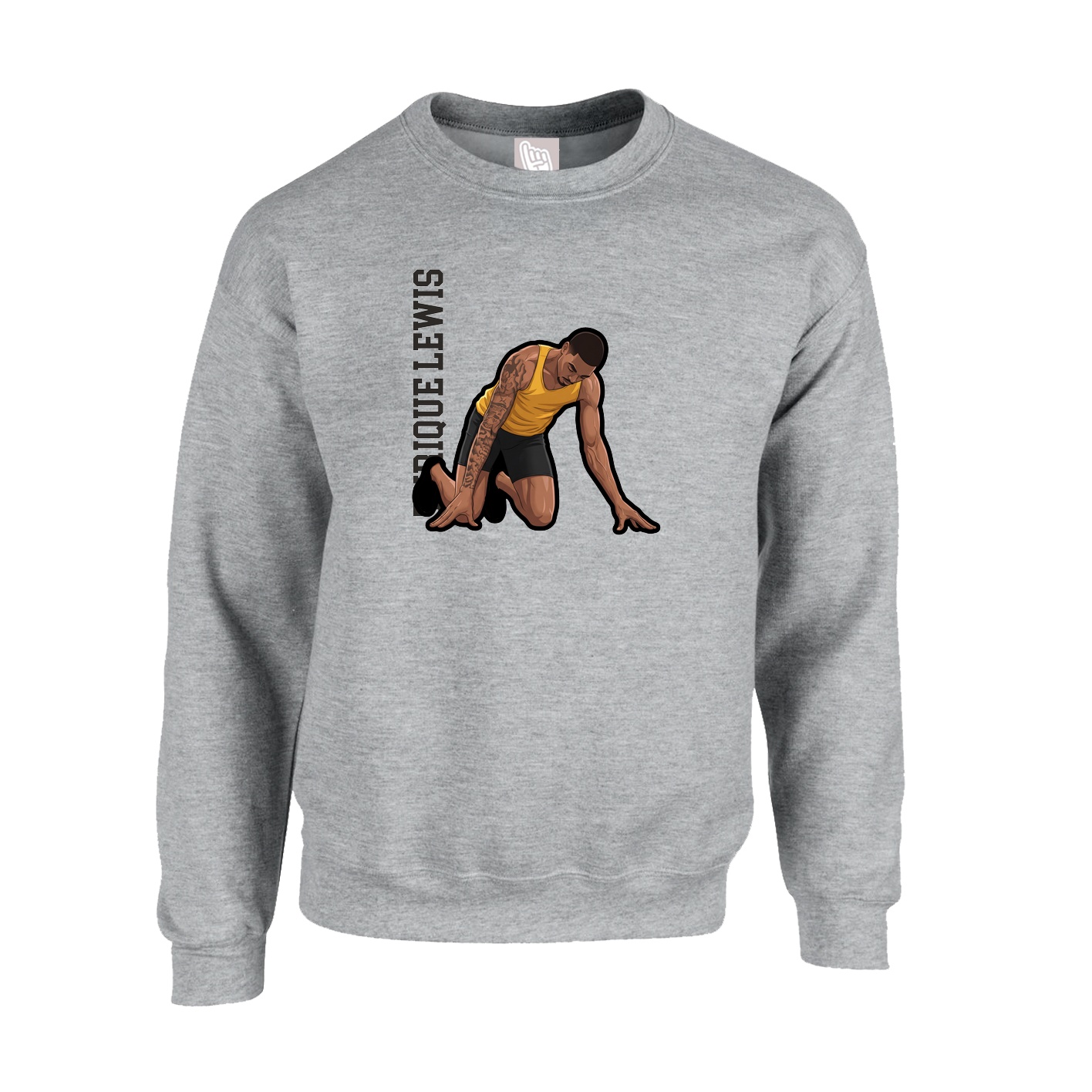 Fleece Crew — Name Vertical in Grey