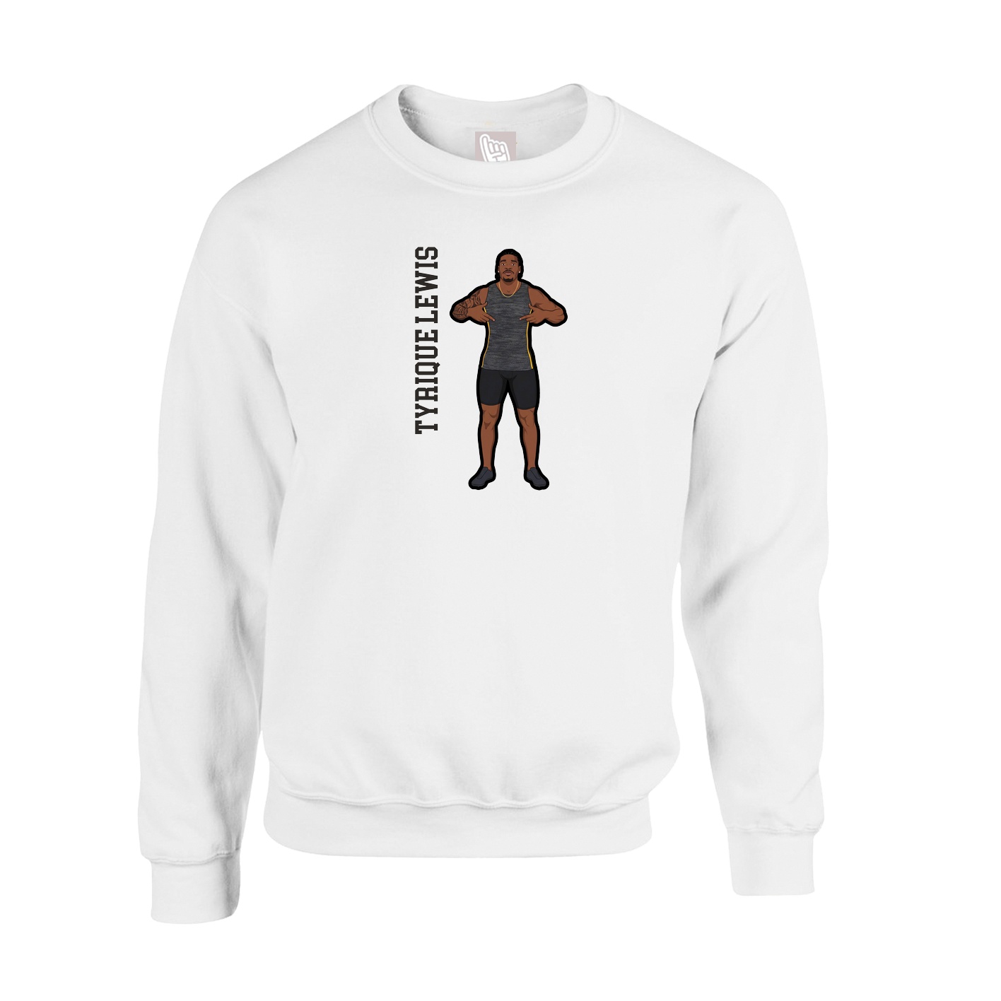 Fleece Crew — Name Vertical in White