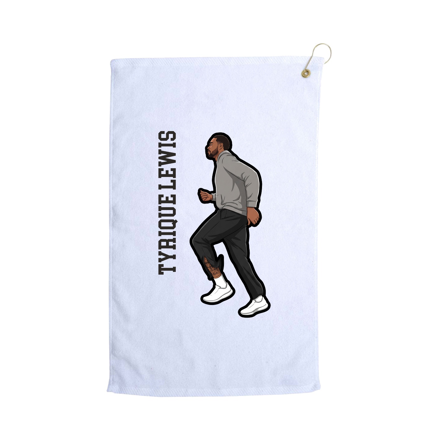 Golf Towel — Name Vertical in White