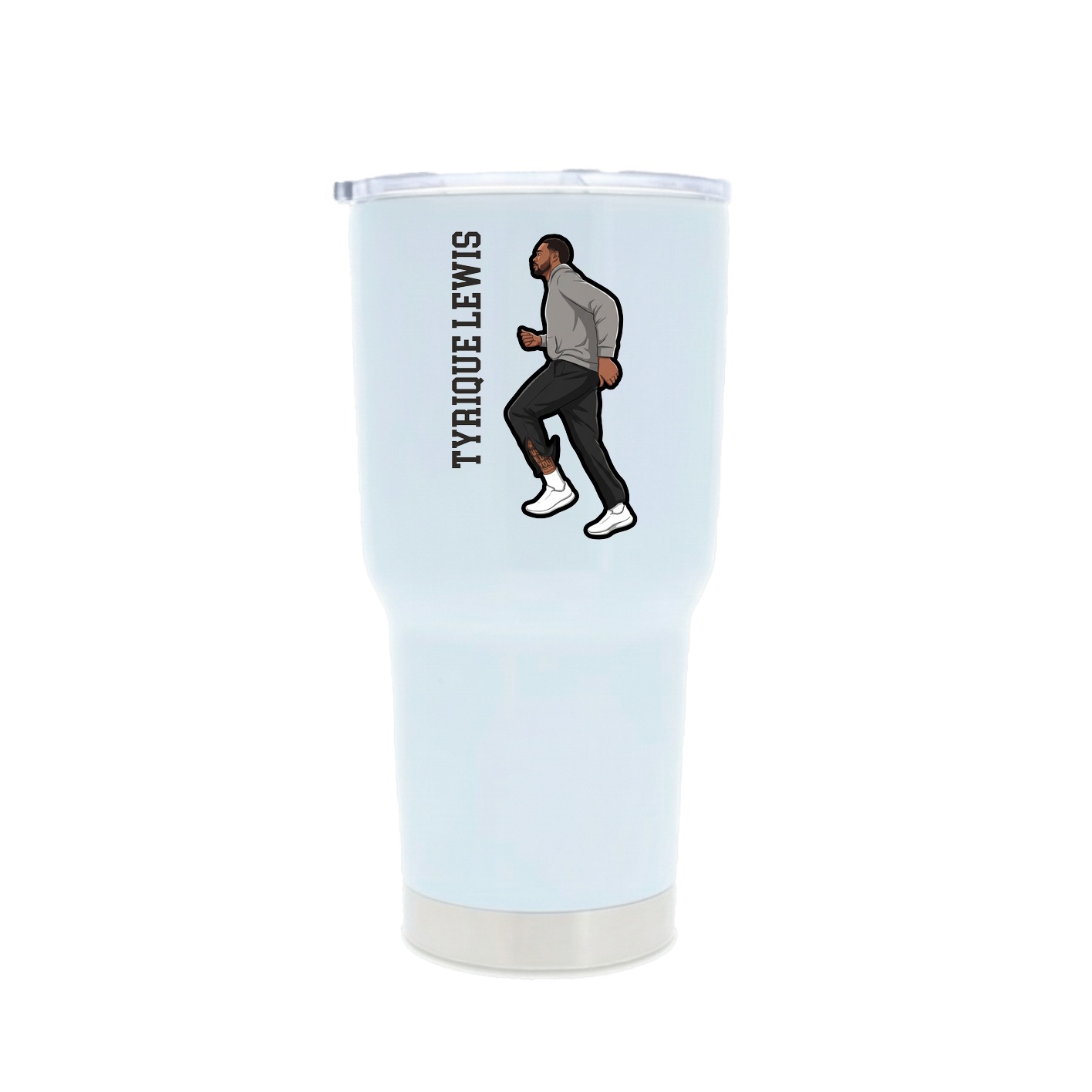 30oz Stainless Steel Tumbler — Name Vertical in White